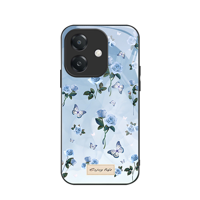 สําหรับOppo A3X 5G/Oppo A3X 4G/Oppo A3 4G/Oppo A3 5G/Oppo A40 4G,หลายดอกไม้สีฟ้า,บุคลิกภาพอินเทรนด์,
