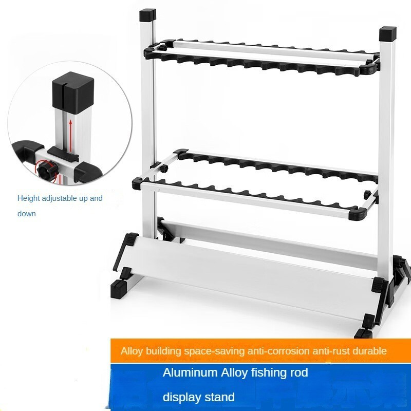 อลูมิเนียมอัลลอยด์ชั้นวางคันเบ็ดชั้นวางคันเบ็ด12คัน/24คัน/36คันที่วางคันเบ็ดที่เก็บคันเบ็ดใช้ในบ้าน 