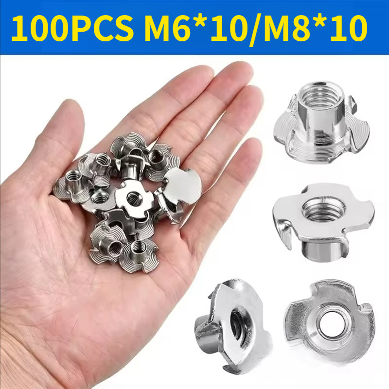100 ชิ้น M6 T Tee Nut Claw Nut Disc Tee Nut T Nut / M6 M8 Claw Nut / ไม้ปลูก Nut