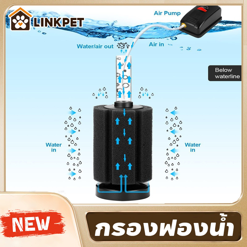 กรองฟองน้ำ ตัวกรองฟองน้ำสำหรับตู้ปลา ตัวกรองตู้ปลา กำจัดของเสียได้ดี เพิ่มออกซิเจนในน้ำ