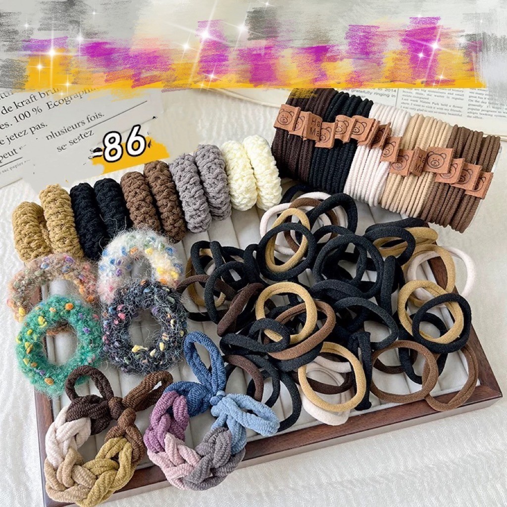 เซ็ตยาง รัดผม86ชิ้น มาใหม่ลายน่ารัก พร้อมส่ง