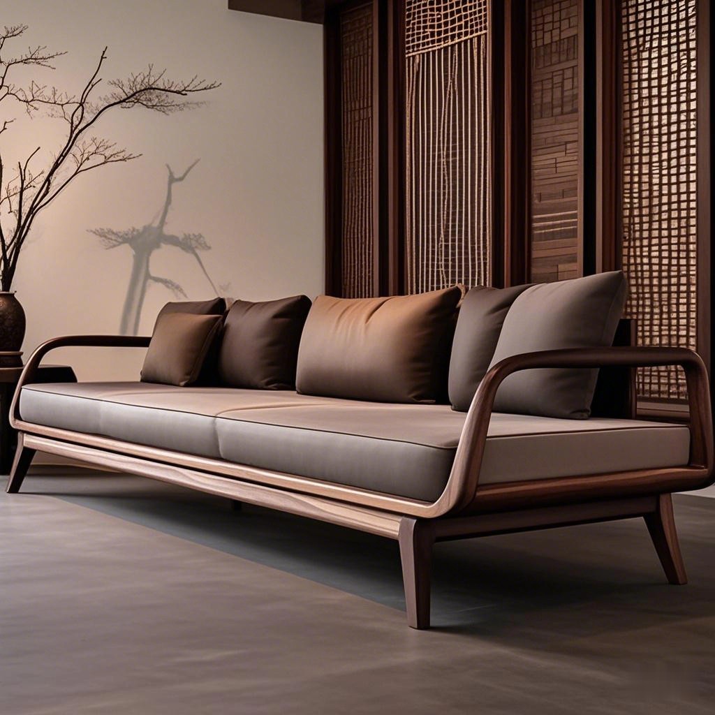 หรูหราไม้เนื้อแข็งห้องนั่งเล่นวอลนัทสีดํา North American Club อินไลน์สไตล์ใหม่โซฟาหนัง B & B โซฟา 20