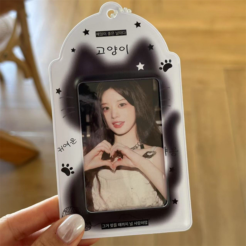 อิน สไตล์น่ารักสีดําสีขาวลูกแมว10เซนติเมตรผู้ถือบัตรโพลารอยด์รักถั่วการ์ดขนาดเล็กวิทยาเขตบัตรดาวไล่การจัดเก็บแสดงจี้