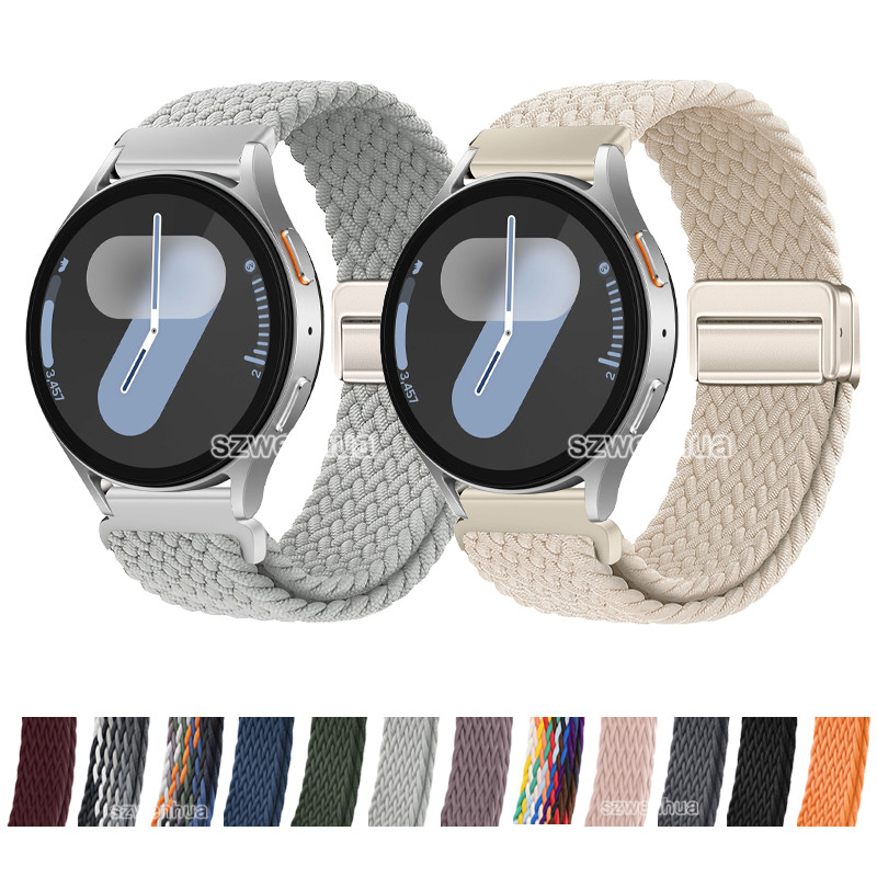 ยืดไนลอนทอสําหรับ Samsung Galaxy Watch 7 6 5 4 40 มม.44 มม. FE Galaxy Watch 5pro 45 มม.คลาสสิก 42 46 มม.Active 2 เกียร์ S3 แม่เหล็กหัวเข็มขัดเปลี่ยนสายรัดข้อมือ