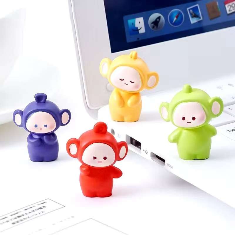 4 PC/16 PC ชุดการ์ตูน Teletubbies ตุ๊กตาเด็กตกแต่งรถน่ารัก Teletubbies Elf diy คอนโซลแดชบอร์ดเครื่องประดับรถคอลเลกชันตุ๊กตารถอุปกรณ์เสริม