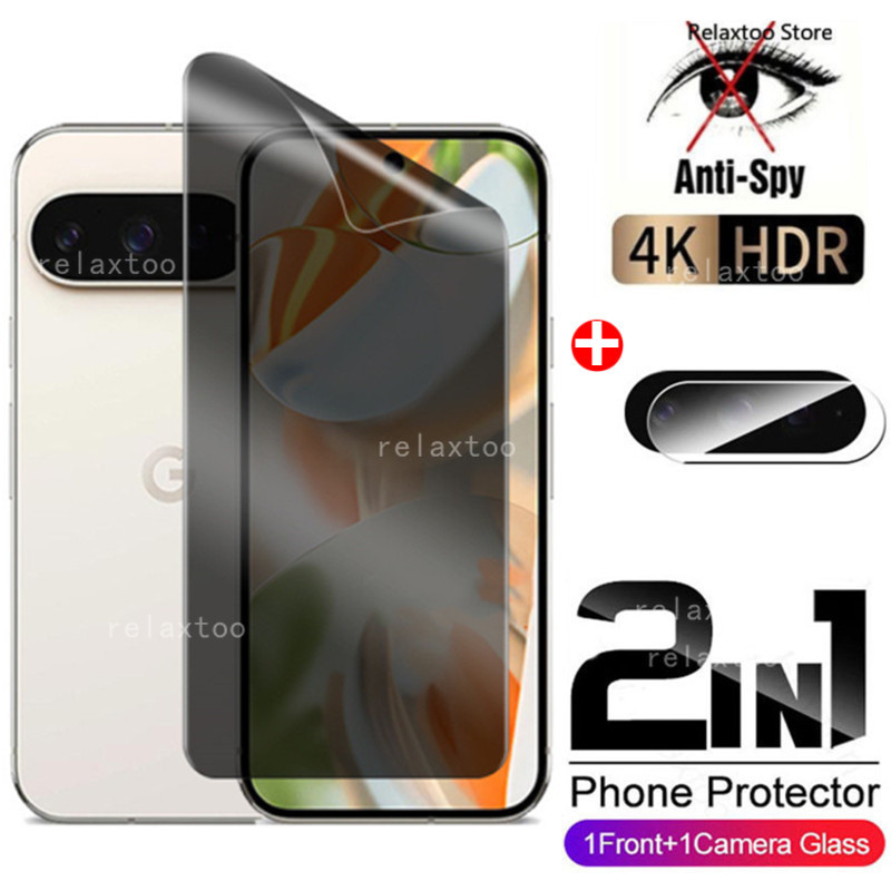 2in1 หน้าจอความเป็นส่วนตัว Soft Hydrogel ฟิล์มสําหรับ Google Pixel9 Pixel8 Pixel 9 Pro XL 8 7 6 Pro 