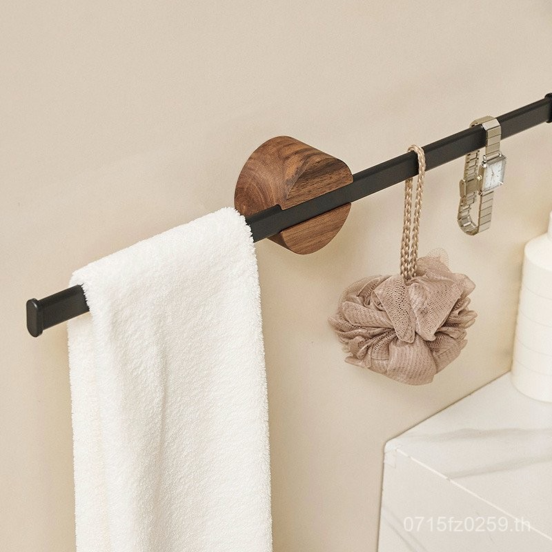 ครีม Washstand Storage Towel Rack Perforated Toilet Hanger Storage Walnut Style Bath Towel Bar 3Z9L