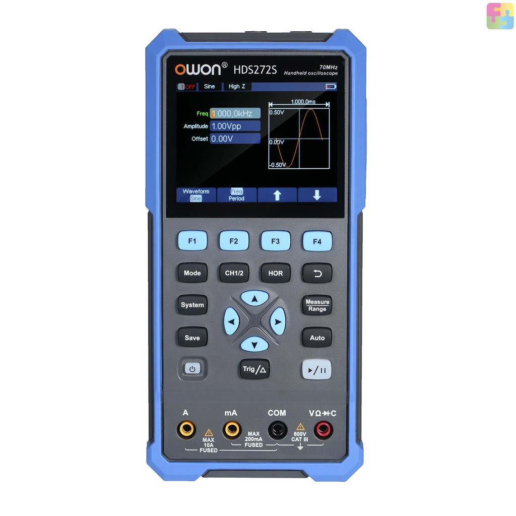 Owon แบนด์วิดท์ 20000 3-in-1 70mhz แบนด์วิดท์ 20000 S 2 Ch Hds272s 2ch 70mhz พร้อมหน้าจอสีบํารุงรักษ