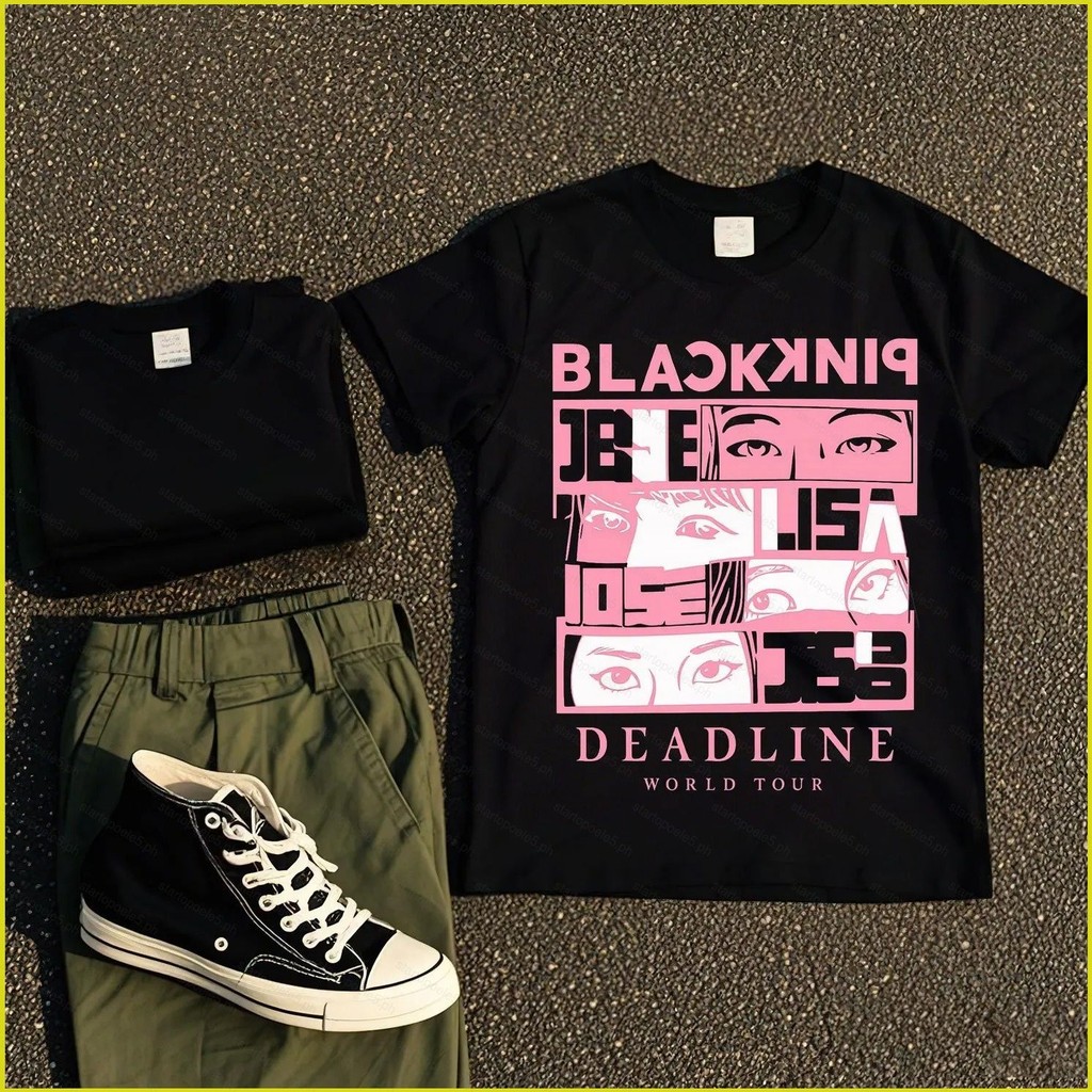 ST5 BLACKPINK World Tour Eyes เสื้อยืด Kpop อะนิเมะแฟน Art Tee Lisa Jennie Jisoo Rose Blink Merch ผ้