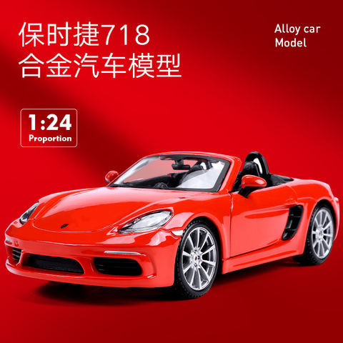 BIMIGO 1: 24 Porsche 718 boxster จําลองรถสปอร์ตโมเดลของเล่นของขวัญเครื่องประดับ
