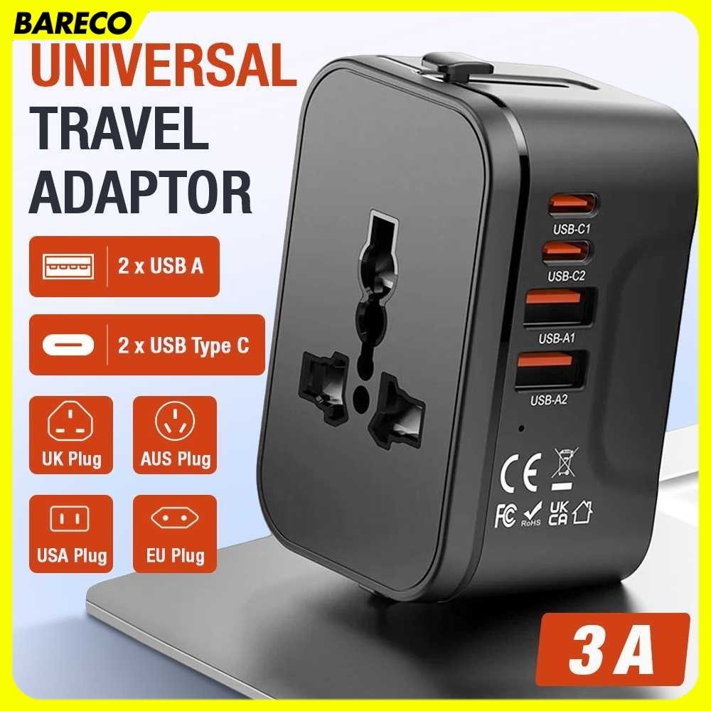 LENCENT Universal Travel Adapter Multi Port USB Type C UK EU USA 3A - HHT205