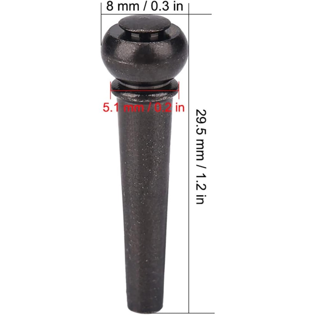 6 ชิ้นกีตาร์สะพาน Pins, ทองเหลือง Pin กีตาร์อะคูสติก Strings เล็บหมุด (สีดํา) Ebony Bridge Pins 6 Pa
