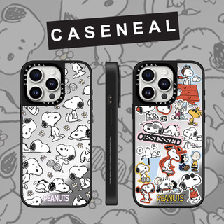 CASENEAL Graffiti การ์ตูนน่ารักสุนัขกระจกเคสโทรศัพท์สําหรับiPhone 16 Pro Max 15 Plus 14 ProMax 13 12Pro 11 โทรศัพท์กันกระแทกขอบนุ่มฮาร์ดป้องกันกรณี
