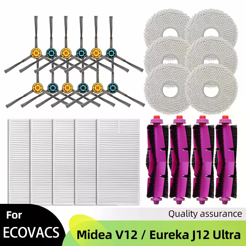 Fit สําหรับ ( Midea V12 / Eureka J12 Ultra ) ลูกกลิ้งแปรงด้านข้าง Hepa Filter Mop ผ้าถุงเก็บฝุ่นหุ่นยนต์สูญญากาศอุปกรณ์เสริม Part