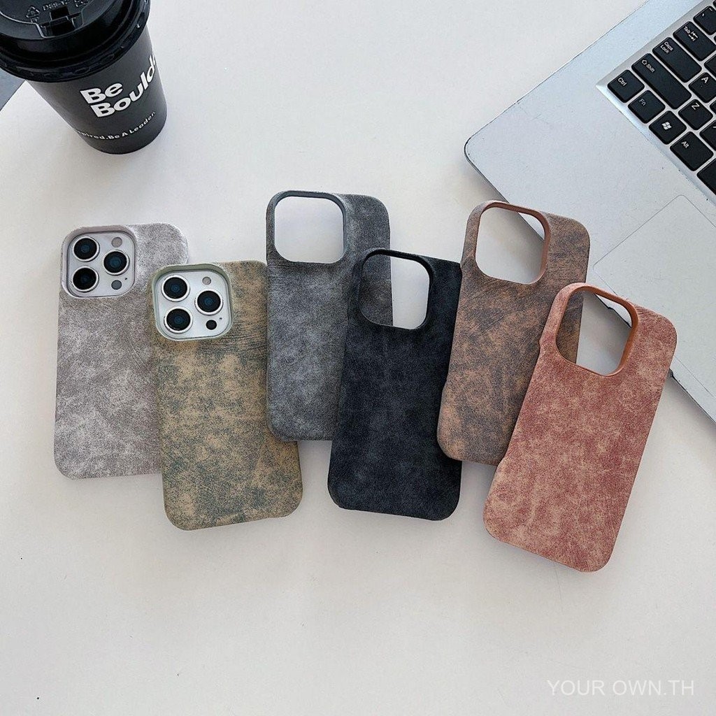 สีเทาเข้ม Distressed Texture สําหรับ iphone 14 11 12 16 13 15 15PROMAX XS 12PRO XS 8PLUS 15PRO 15PROMAX เคสโทรศัพท์ high-end แฟชั่น niche ONV7