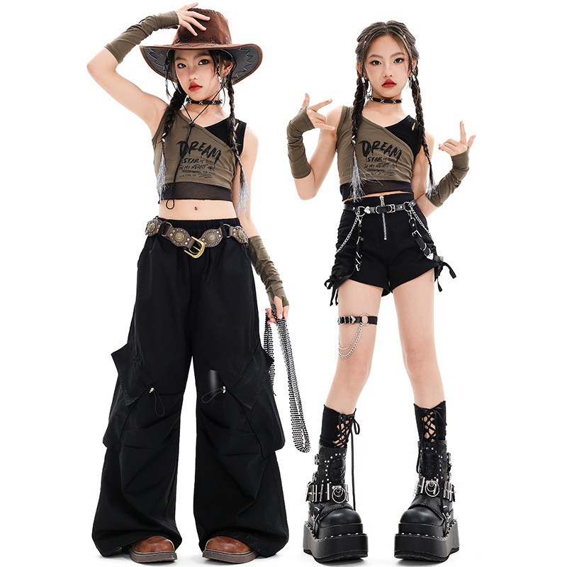 🔥พร้อมส่ง🔥 ชุดนักเต้นแจ๊ส / สาว ๆ เสื้อยืดแจซซี่ ชุดโชว์ / ฤดูร้อนเนตรนารีชุดเสื้อสีเขียว