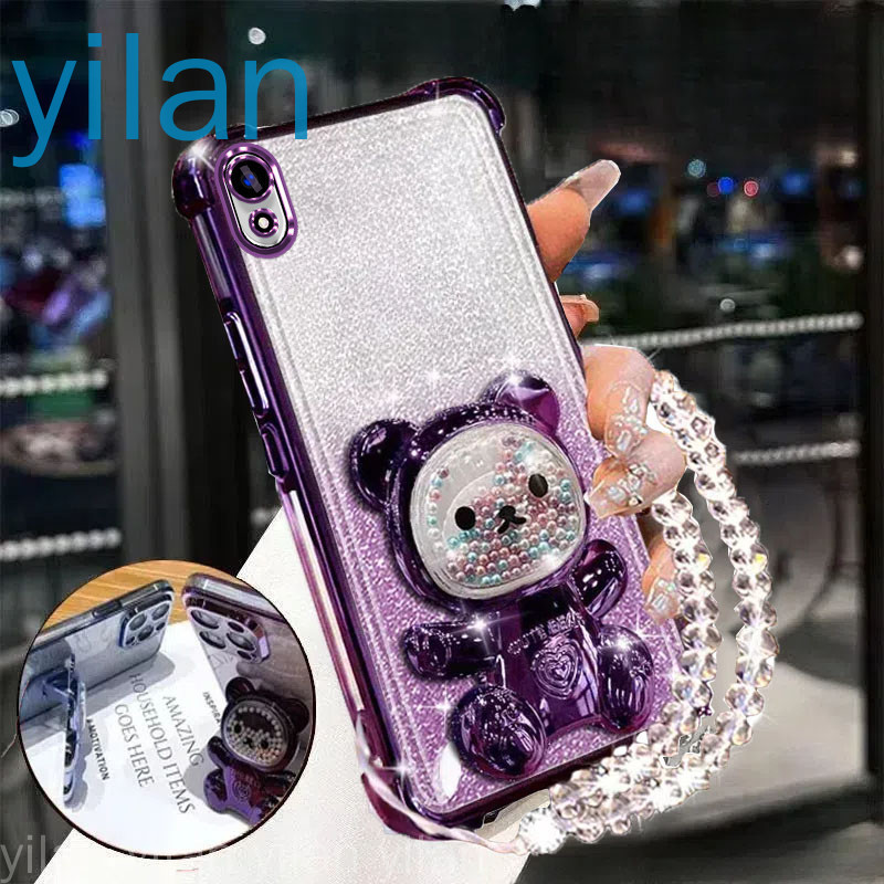 เคสโทรศัพท์กันกระแทกสําหรับ Vivo Y93 Y1S Y91C สี่มุม anti drop น่ารัก 3D สีสันผู้ถือหมีวงเล็บฝาครอบค