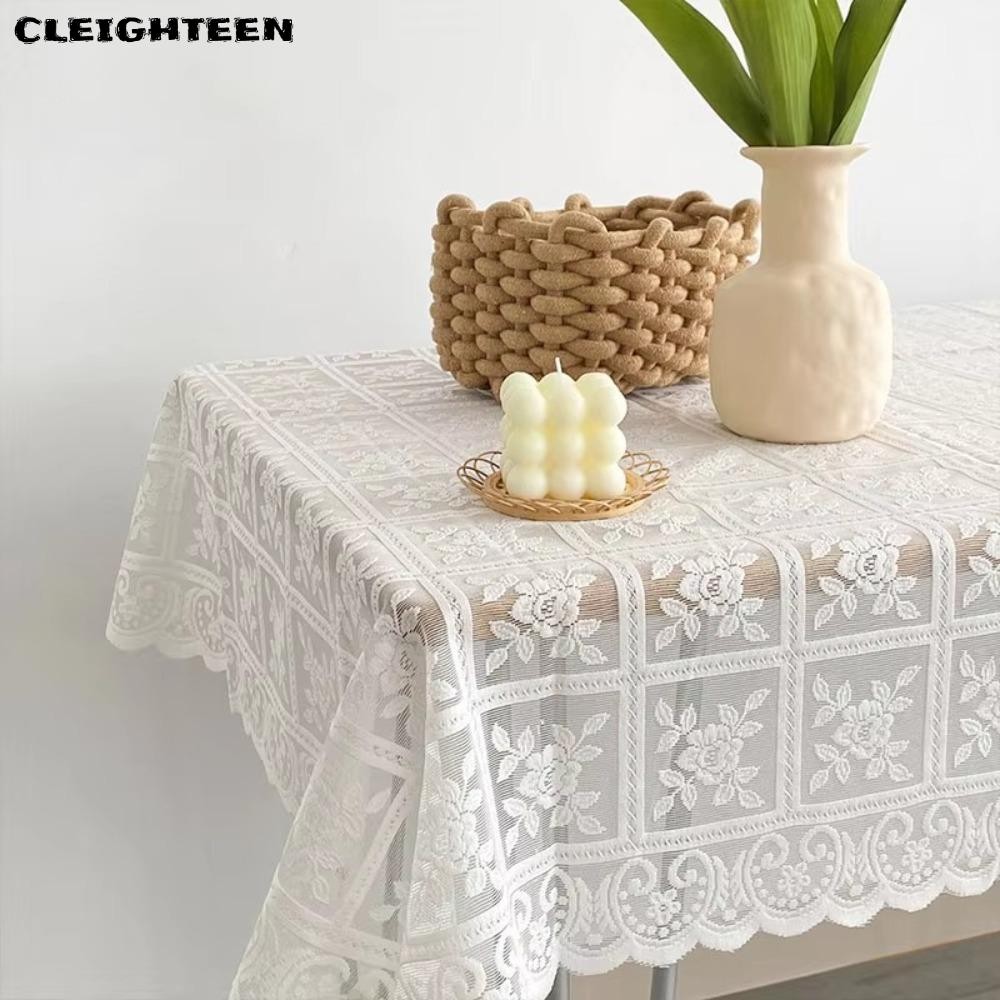 ผ้าปูโต๊ะลูกไม้ CLEIGHTEEN, ผ้าปูโต๊ะปักดอกไม้สีขาว, ผ้าปูโต๊ะชนบท Home