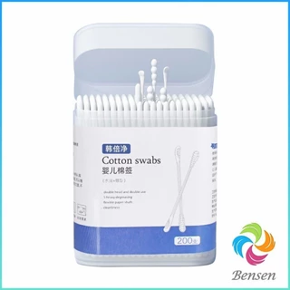 Bensen สำลีก้านทารก สำลี สำลีฆ่าเชื้อ สำลีก้านหู สำลีก้านคู่ กล่องละ200ไม้ baby cotton swab