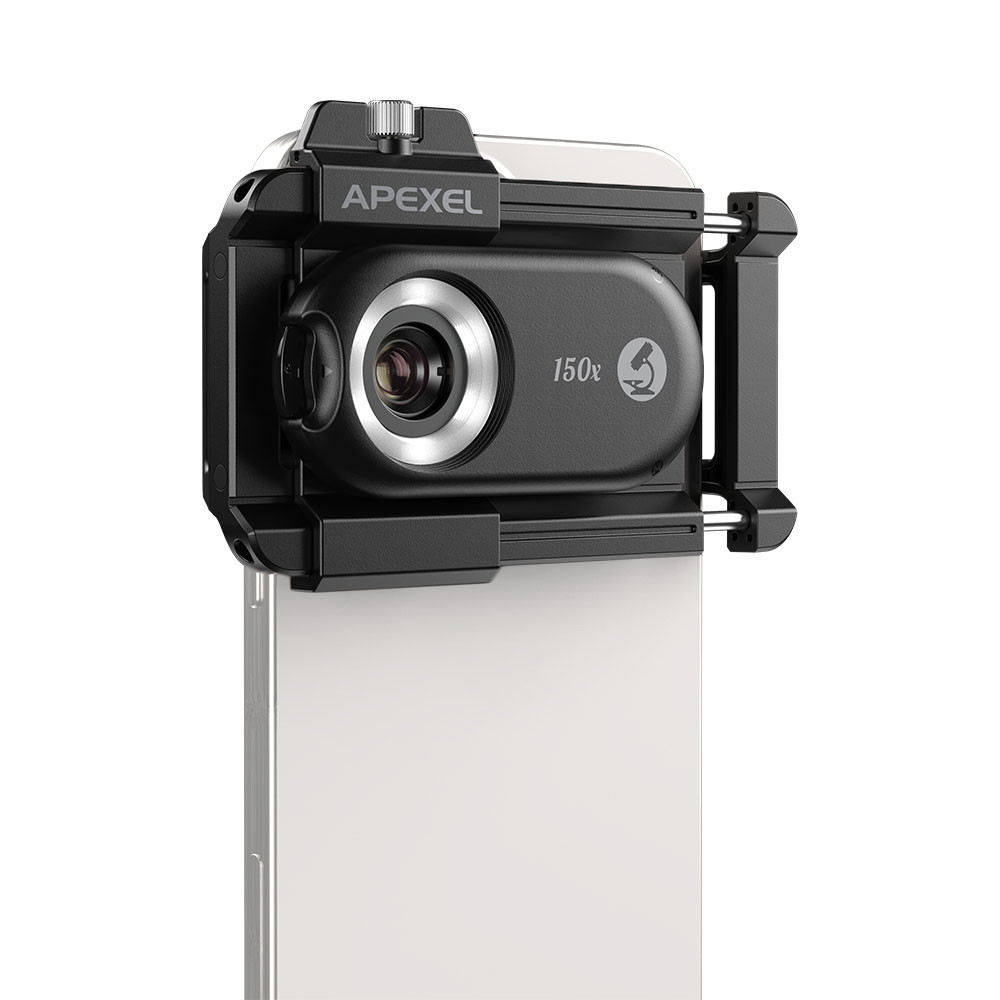 [2025 ใหม่] APEXEL APL-MS150 150X เลนส์กล้องจุลทรรศน์โทรศัพท์มือถือพร้อมไฟ LED/ UV ในตัวตัวกรอง CPL 