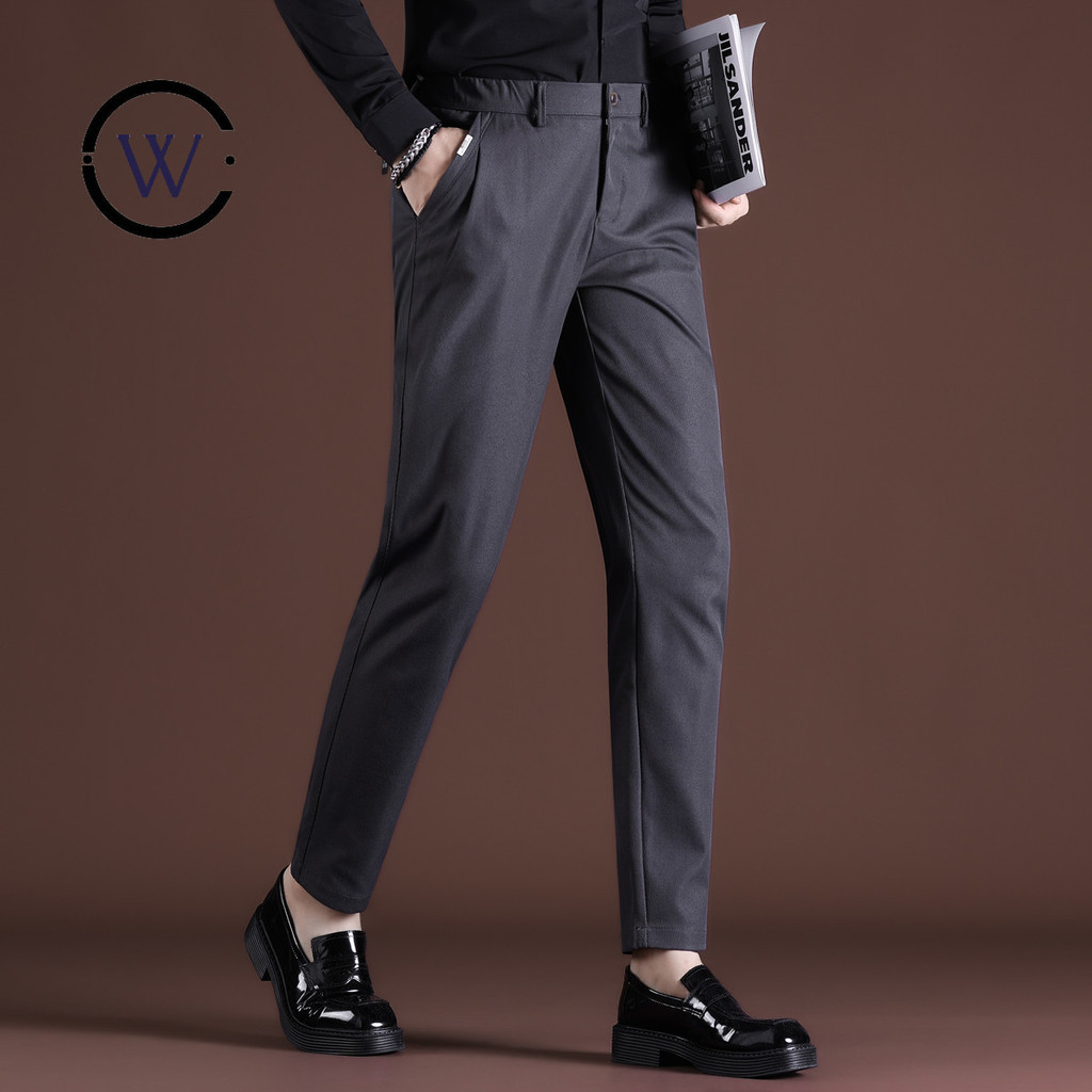 Dark Series 33B3 5520PG968 กางเกงผู้ชายฤดูใบไม้ร่วงและฤดูหนาว สไตล์ใหม่เอวกางเกงยืดหยุ่น สีทึบสบายๆ 