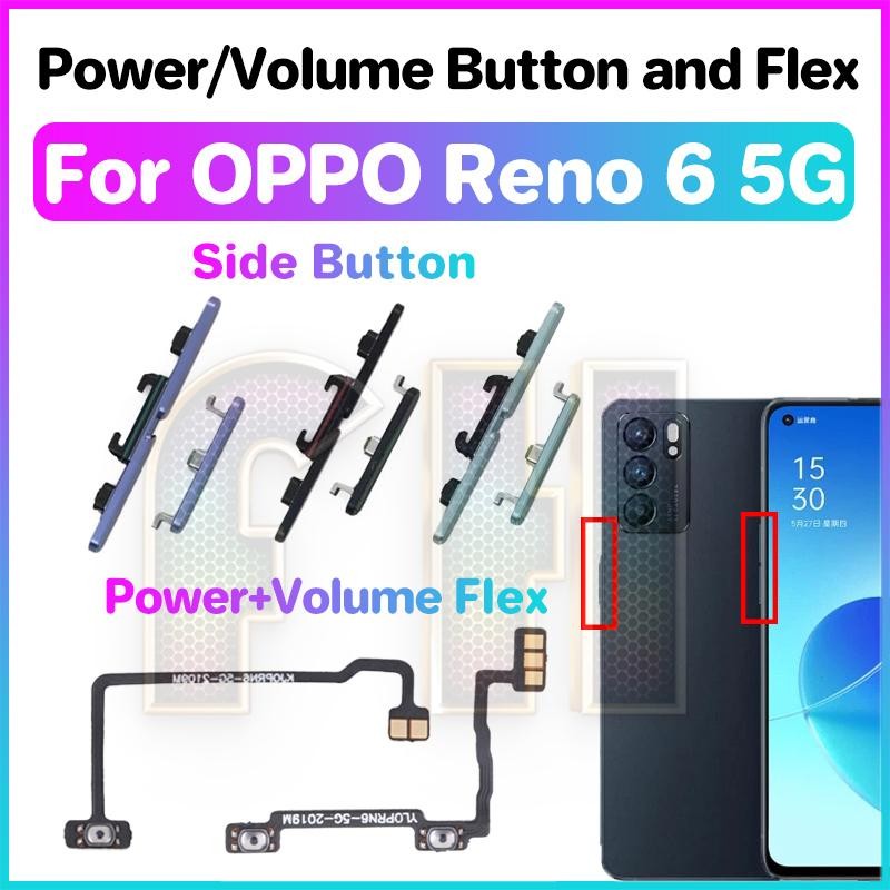 ปุ่มปรับระดับเสียงไฟ flex สําหรับ oppo reno 6 reno6 5g สวิตช์กุญแจด้านข้าง Power ON OFF Key Mute Volume ปุ่มควบคุมริบบิ้น Flex Cable