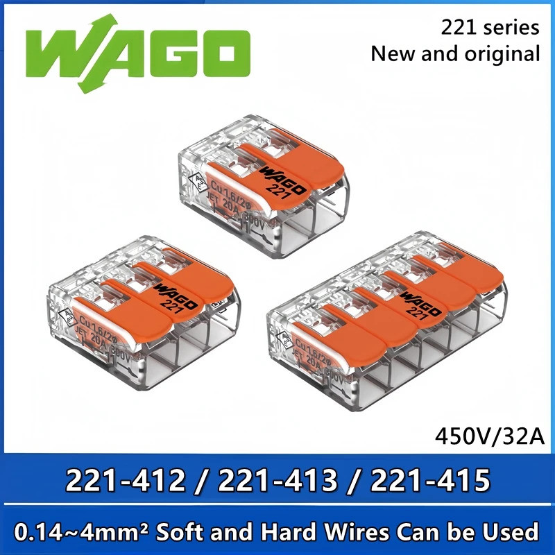 10ชิ้นเดิม วาโก้ สายไฟขั้ว221-412 221-413 221-415สายไฟเชื่อมต่อ คิวเอฟดี7 wago