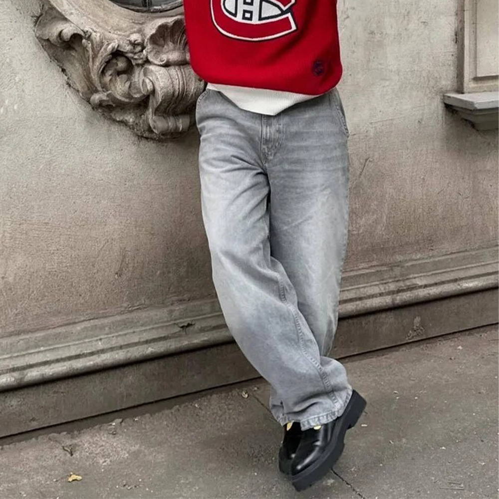 Luunashop Bershka Mens Faded Skater Jeans สีเทา