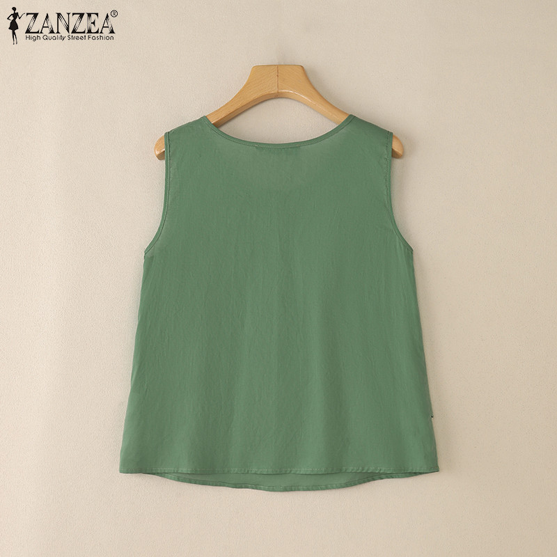 เสื้อแขนกุดสไตล์เกาหลีสำหรับผู้หญิง แบบหลวมๆ สีพื้น ใส่สบายในฤดูร้อน - รูปที่ 7