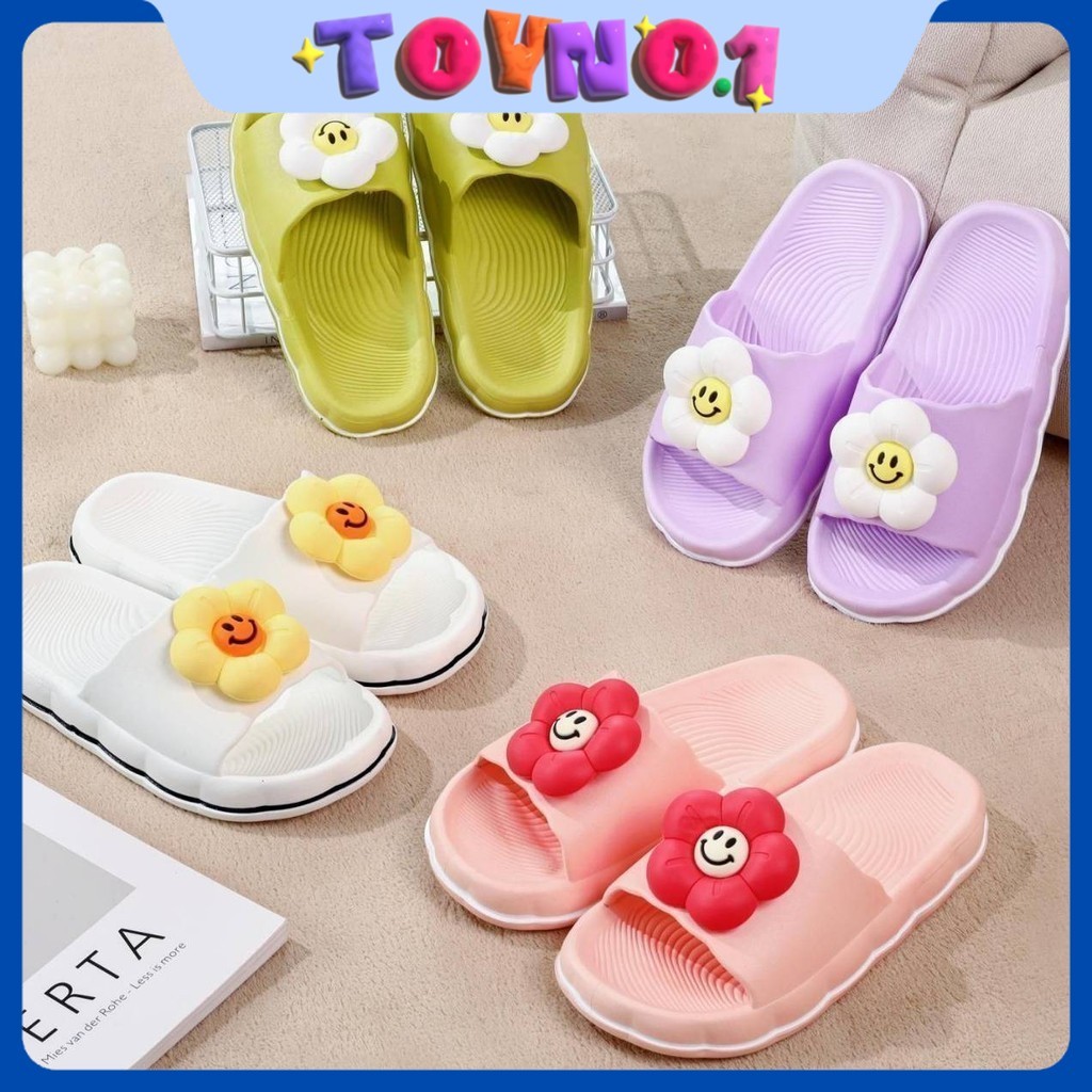 ToyNo.1🧸 พร้อมส่ง🧸 "LT-2266" รองเท้าแตะสวม ดีเทลหยัก รูปดอกไม้น่ารัก สีสันสดใส