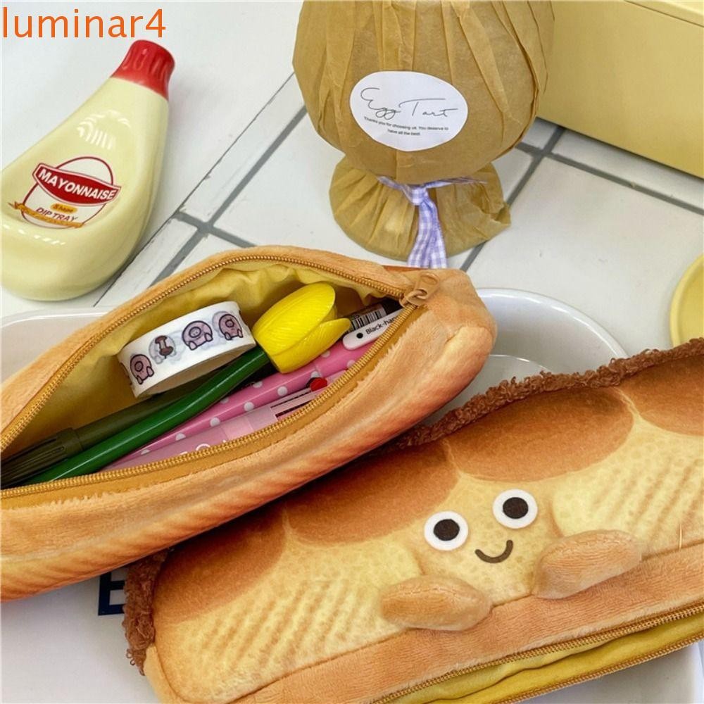 LUMINAR Bread Toast Pencil Case, Bread Toast Bread Pen Box, กล่องเครื่องเขียนความจุขนาดใหญ่ Soft Fun
