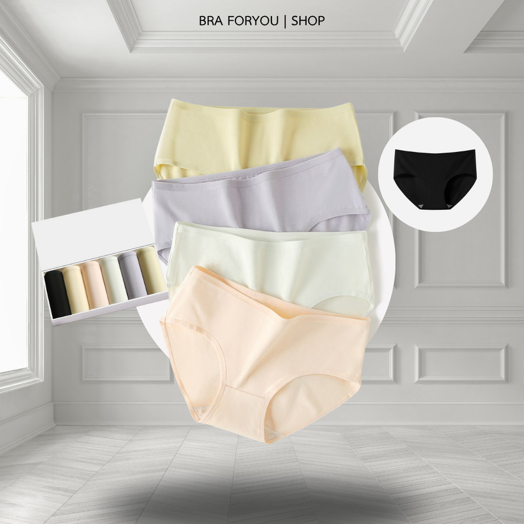 Bra Foryou กางเกงในนักเรียน ผ้านุ่มสวมใส่สบาย เนื้อผ้าฝ้ายปกป้องแบคทีเรีย (1360)WOMEN มี size M-XL สีเรียบ