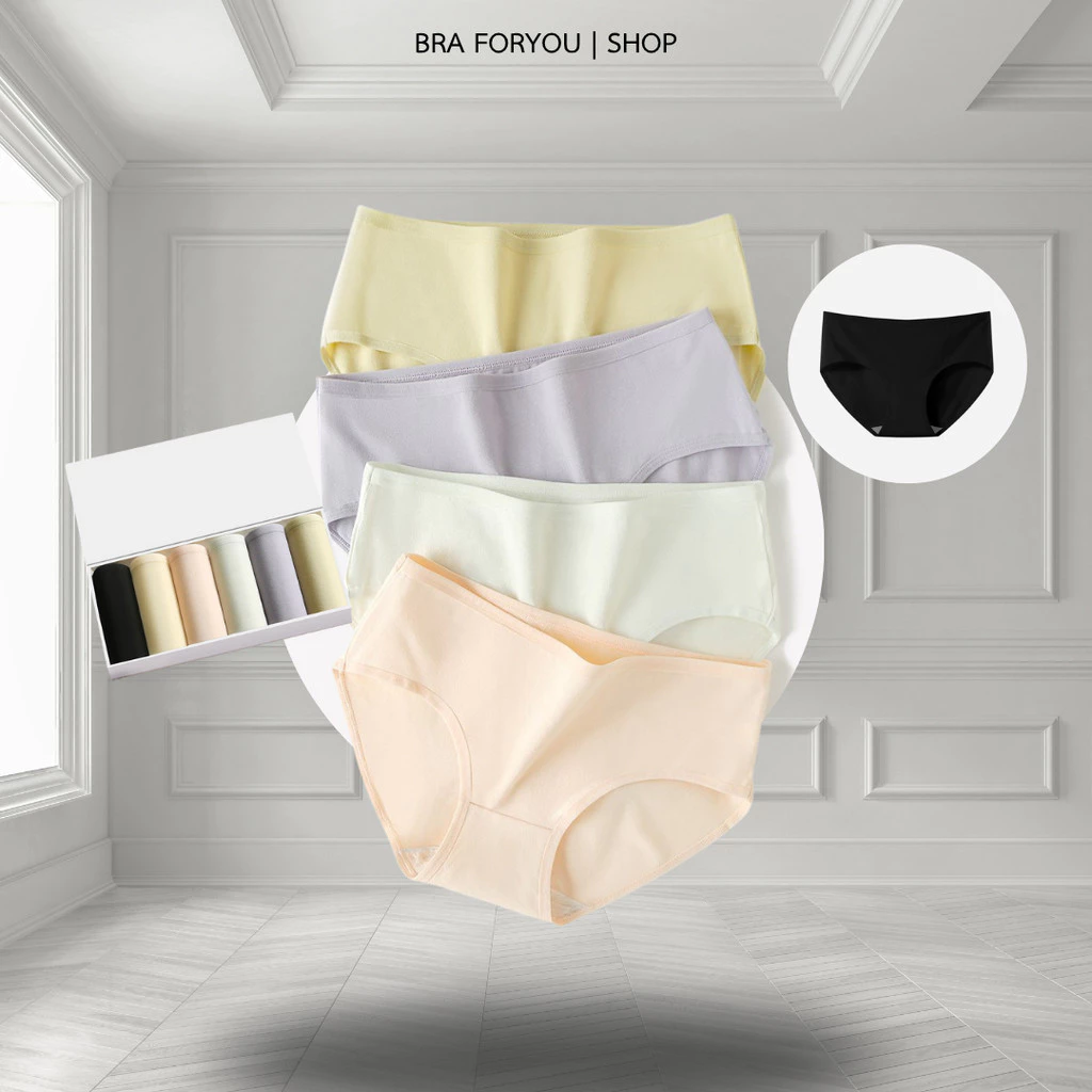 Bra Foryou กางเกงในนักเรียน ผ้านุ่มสวมใส่สบาย เนื้อผ้าฝ้ายปกป้องแบคทีเรีย (1360)WOMEN มี size M-XL สีเรียบ