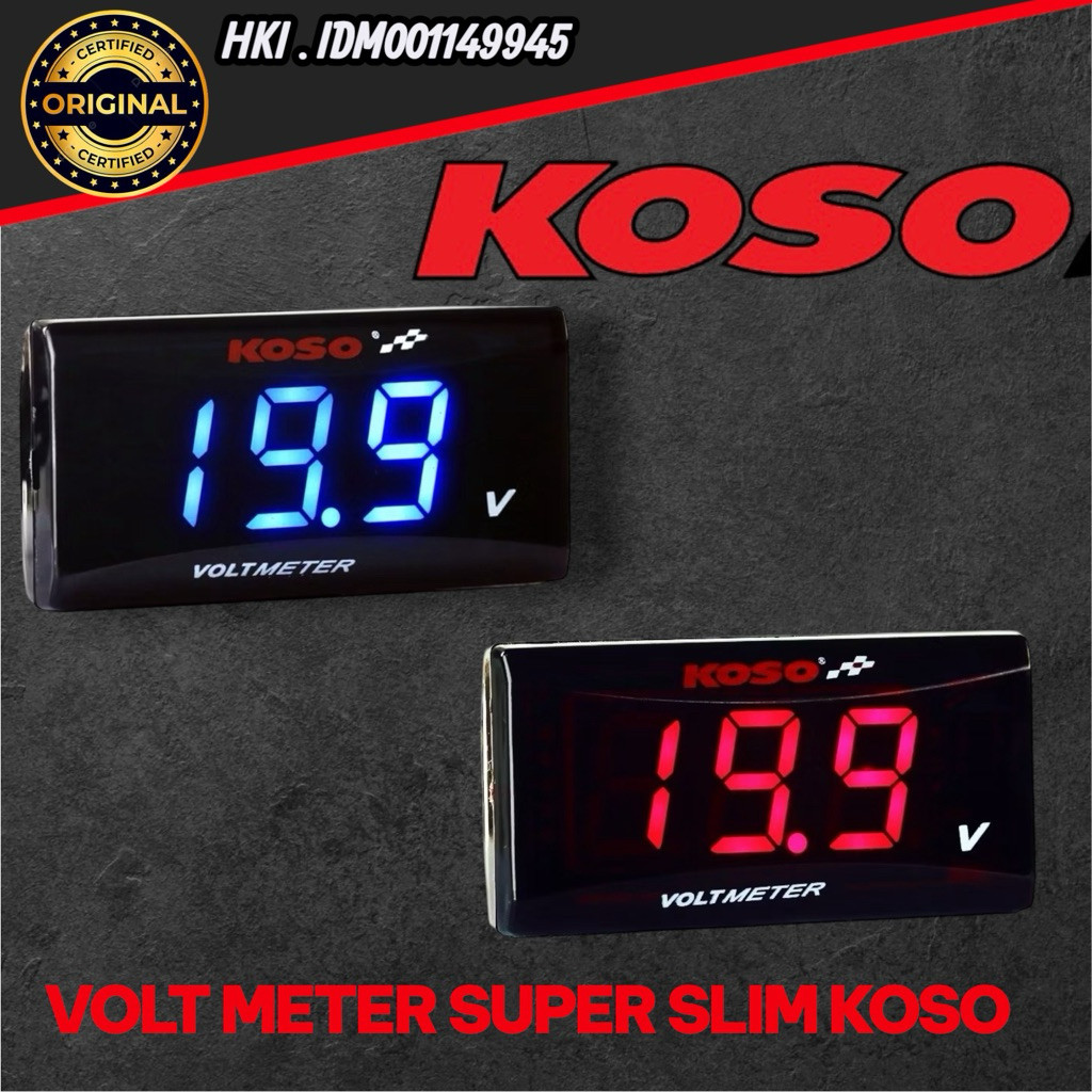 ORIGINAL KOSO Box Voltmeter VOLT METER DIGITAL RED BLUE BACK LIGHT SUPER SLIM STYLE PREMIUM