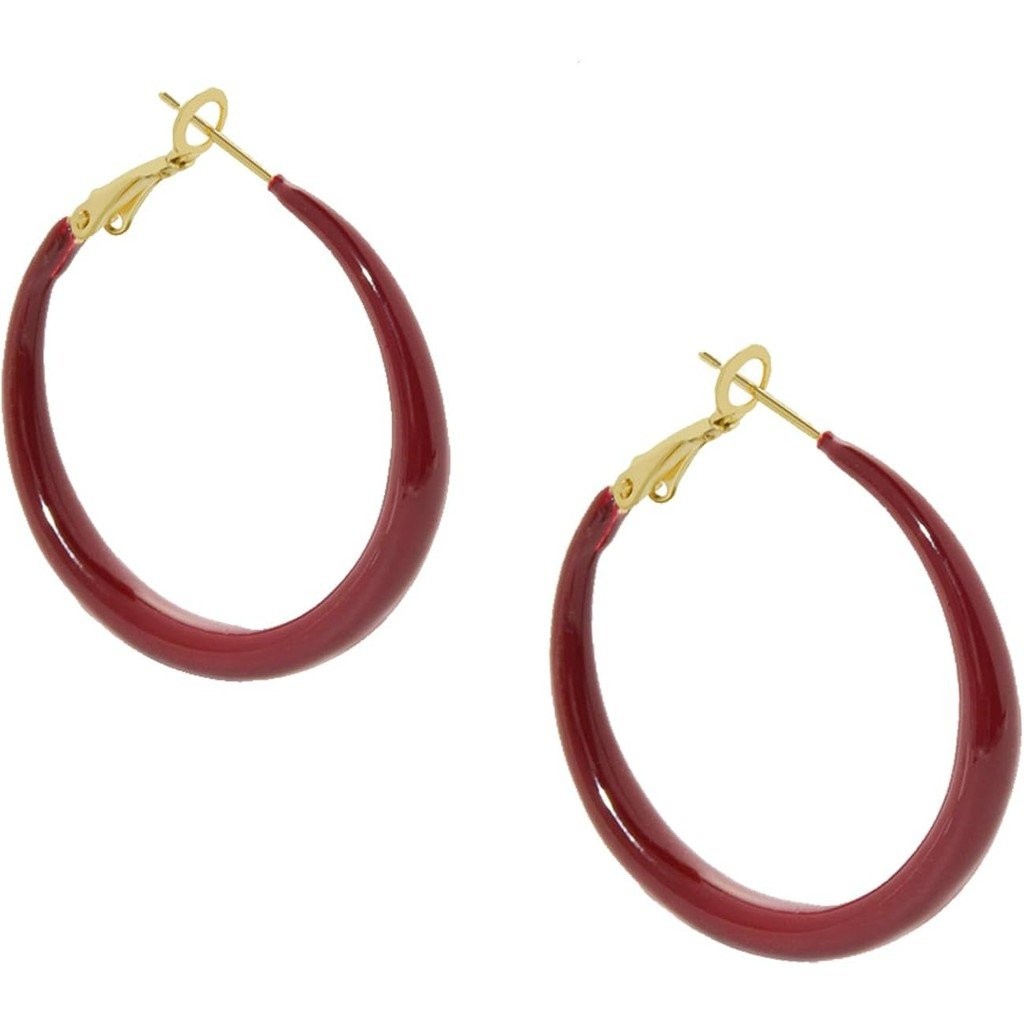 Red Hoop Earrings for Women, Teardrop Round Hoops Red Earrings Dangling Gold Plated, Jewelry Accesso