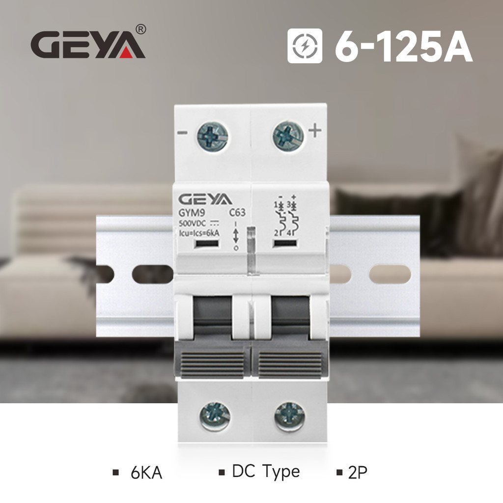 GEYA พลังงานแสงอาทิตย์ DC Circuit Breaker 2P MCB 6/10/16/25/32/40/50/63/80/100/125Amp PV สวิทช์แยก