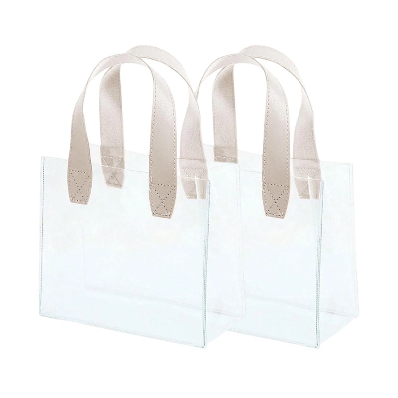 Orangesea 2 ชิ้นถุงบรรจุภัณฑ์ใสพร้อมที่จับถุง PVC กันน้ํา 9x9 8x5 5 นิ้ว