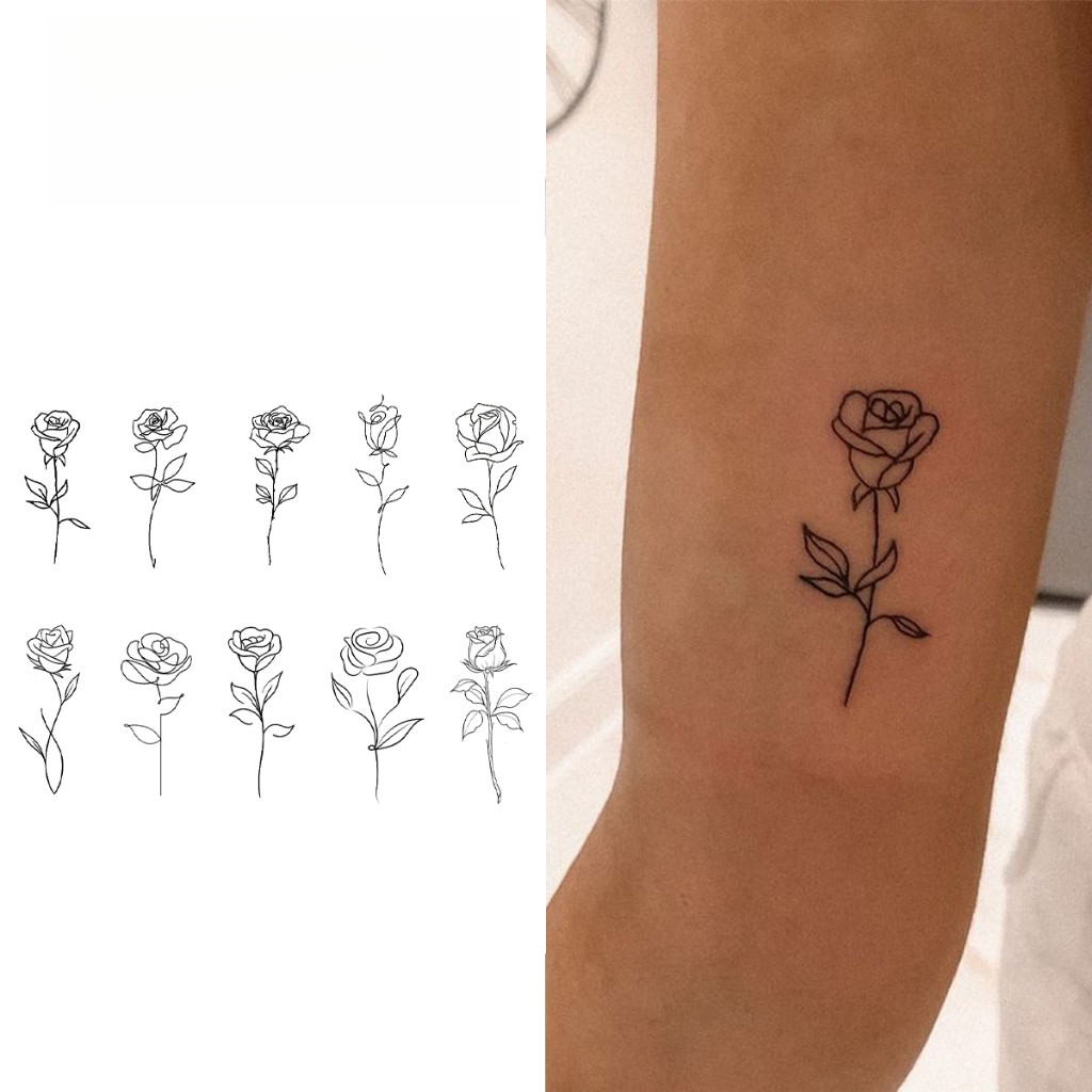 สติกเกอร์รอยสักชั่วคราวลายกุหลาบ เมจิคกันน้ำ ใช้งานได้นานถึง 15 วัน ออกแบบสำหรับข้อมือและข้อเท้า