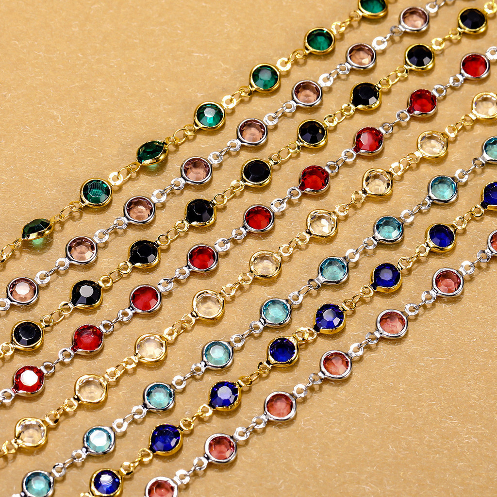 1m สร้อยคอลูกปัด Zircon Eye Beads สร้อยคอลูกปัดทองแดงคุณภาพสูงสำหรับสร้อยข้อมือ DIY สร้อยคอเครื่องประดับ