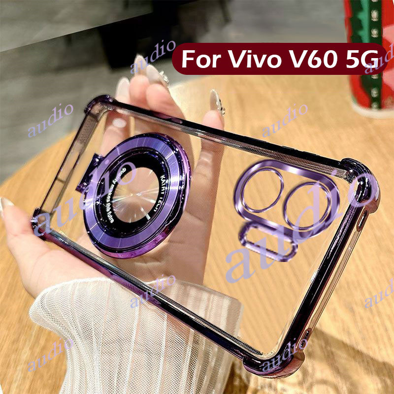 Vivo V60 5Gสี่มุมชุบโปร่งใสเคสโทรศัพท์สําหรับVivo V60 Pro V60Pro VivoV60 Pro 5Gกันกระแทกซิลิโคนนุ่มป