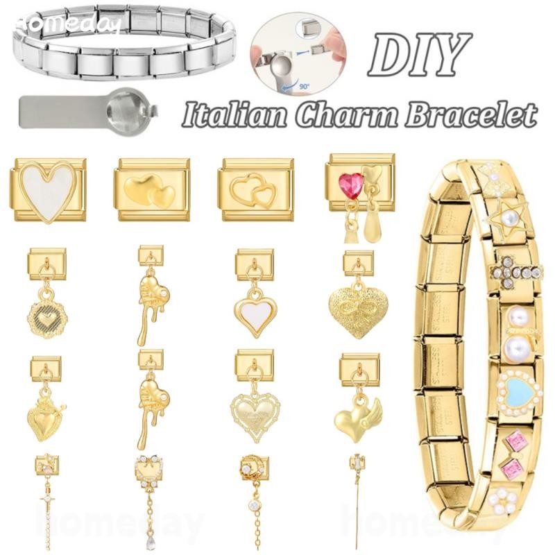 สร้อยข้อมือcharm อิตาเลียนลิงค์ส retro ขนาด9มม. พร้อมดอกไม้และผีเสื�สำหรับการทำเอง DIY