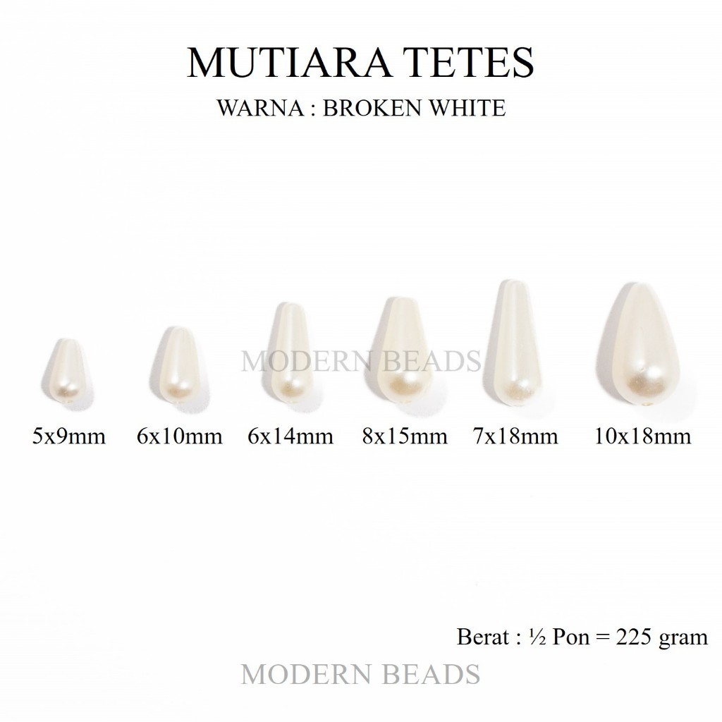 [1/2 PON] หยดขาวแตก เกรด A ขนาด 5x9mm 6x10mm 6x14mm 8x15mm 7x18mm 10x18mm