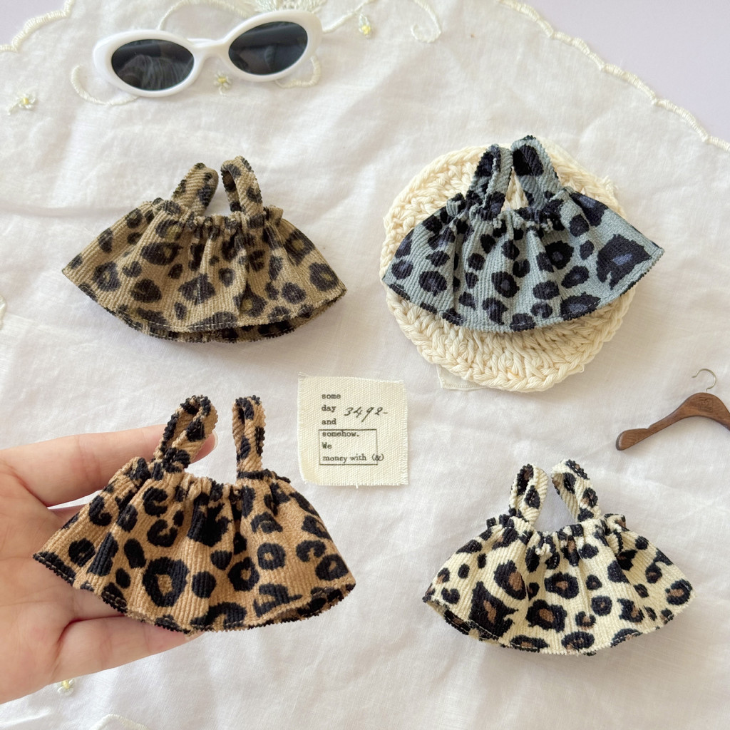 10เซนติเมตรเสื้อผ้าเด็กเสือดาวพิมพ์กระโปรงย้อนยุคผ้าลูกฟูกสายรัดกระโปรงมินิตุ๊กตาตุ๊กตาเสื้อผ้า