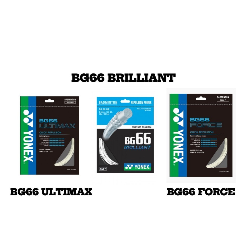 YONEX BG66 BRILLIANT / BG66 ULTIMAX / BG66 FORCE BADMINTON STRING 0.65MM - 10M (33 FT)