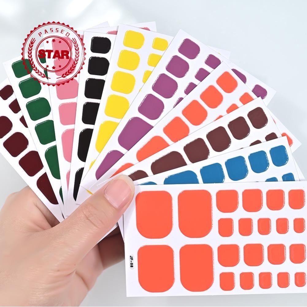 DING 22tips Toe Nail Sticker Waterproof Solid Color Toe Nail Polish Stickers M3q7 Dong