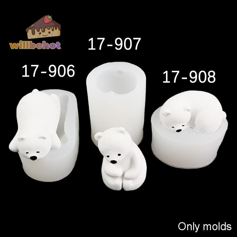 [Willbehot-t] 1 ชิ้นหมีซิลิโคนแม่พิมพ์เทียน 3D Polar Bear เทียนแม่พิมพ์เค้กตกแต่ง DIY Handmade Fondant Clay ช็อกโกแลตแม่พิมพ์ [ใหม่]