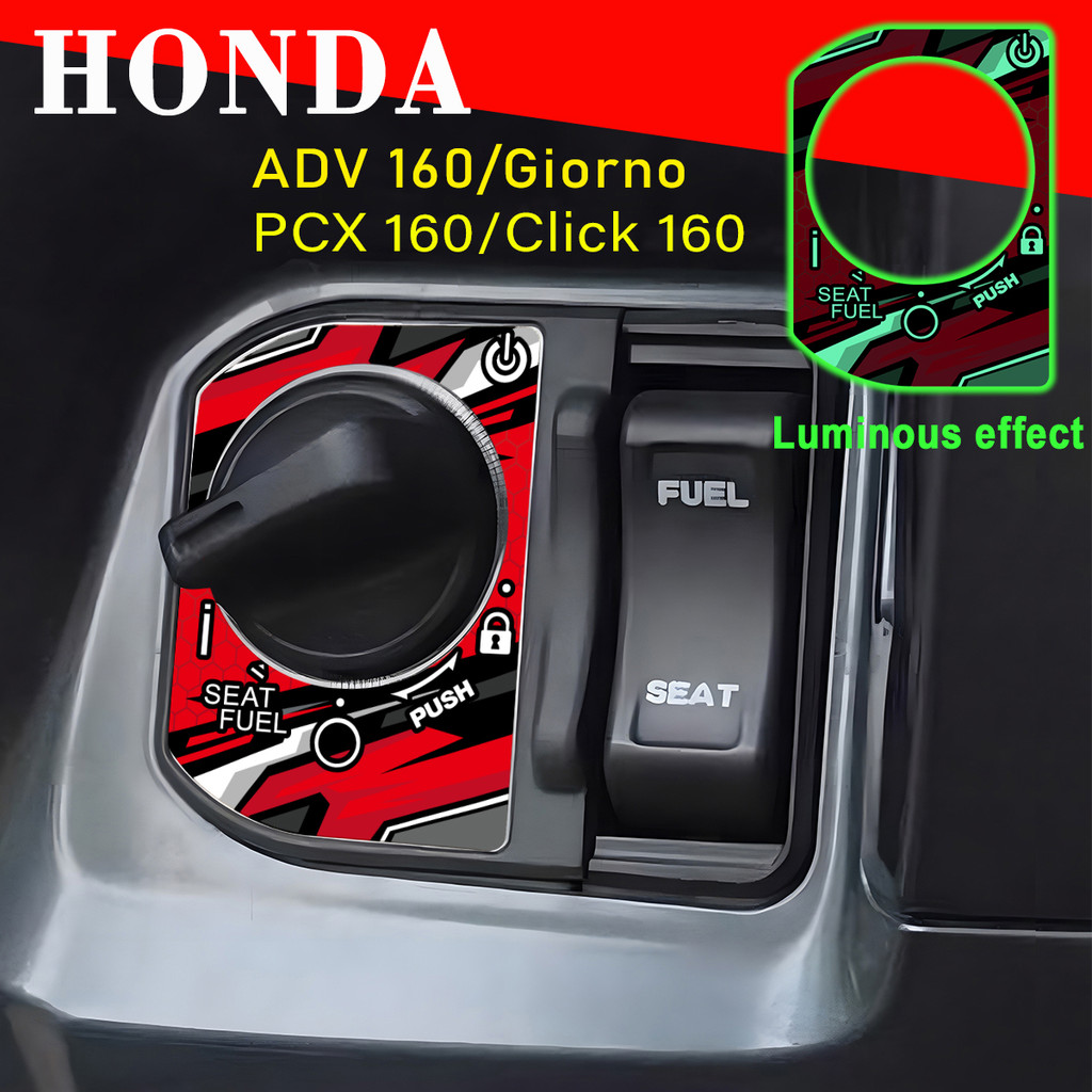 HONDA สวิทช์สติกเกอร์จุดระเบิด PCX160 Click160 ADV160 Giorno 3M Luminous รถจักรยานยนต์ Keyhole กันน้ําป้องกันฝาครอบรถจักรยานยนต์อุปกรณ์เสริม Decal สําหรับ PCX คลิก ADV Giorno