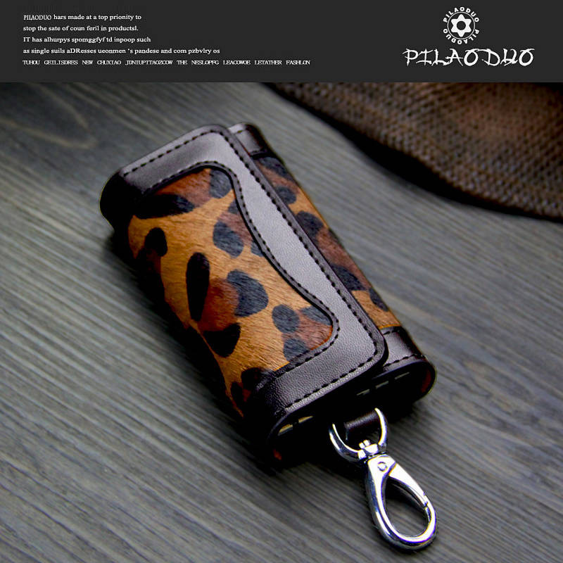 Key Case Leopard Print Women's Lady's Bicycle Key Case Cattle-Leather Key Ring Key Case Leopard Prin