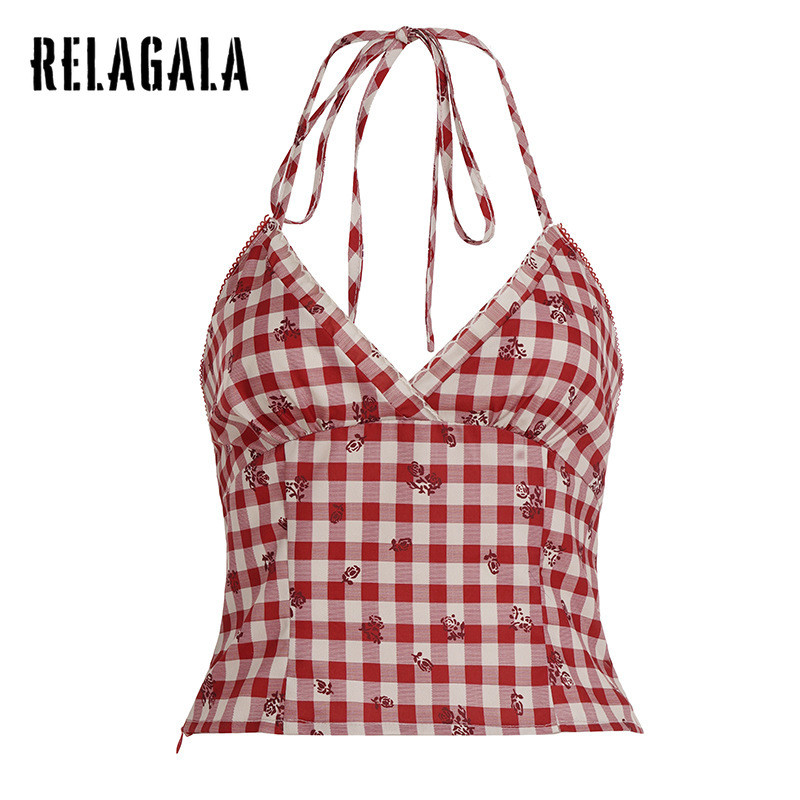 RELAGALA เสื้อชั้นในสตรี ดีไซน์ใหม่ปี 2025 พร้อมลายตารางหมากรุกแฟชั่น