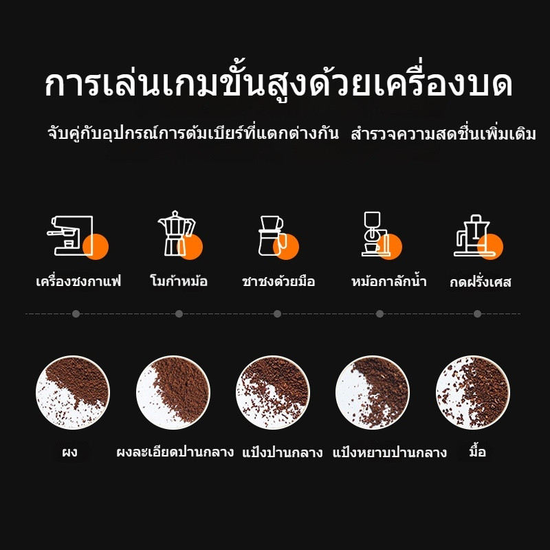 เครื่องบดกาแฟอัตโนมัติ Electric grinders USB ปรับความละเอียดได้ บดเม็ดกาแฟ ธัญพืช สมุนไพรบดเมล็ดถั่ว เครื่องบดกาแฟไฟฟ้า - รูปที่ 3
